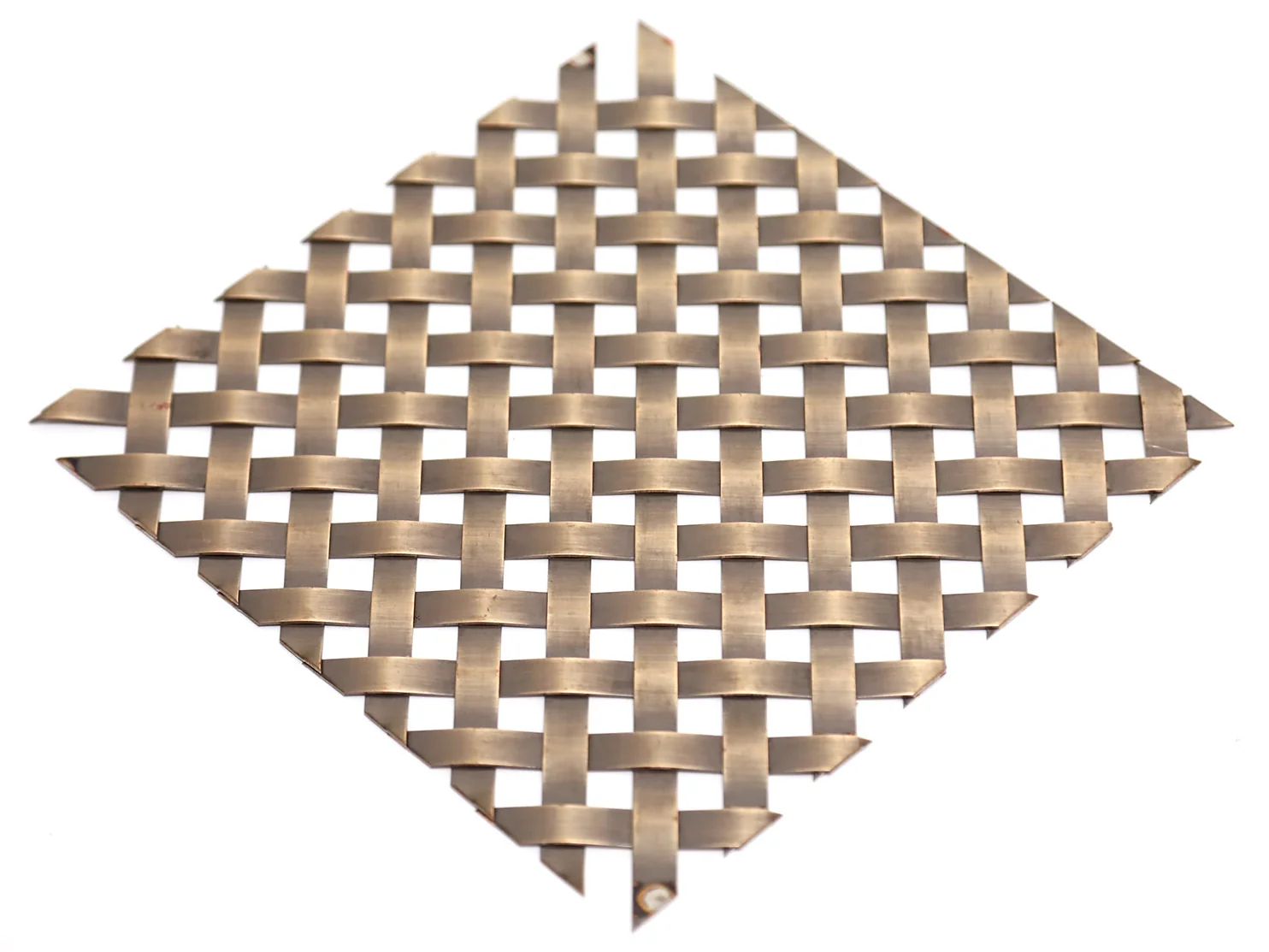 Decorative Crimped Pattern 07 Open woven crimped mesh sample made from broad flat strips