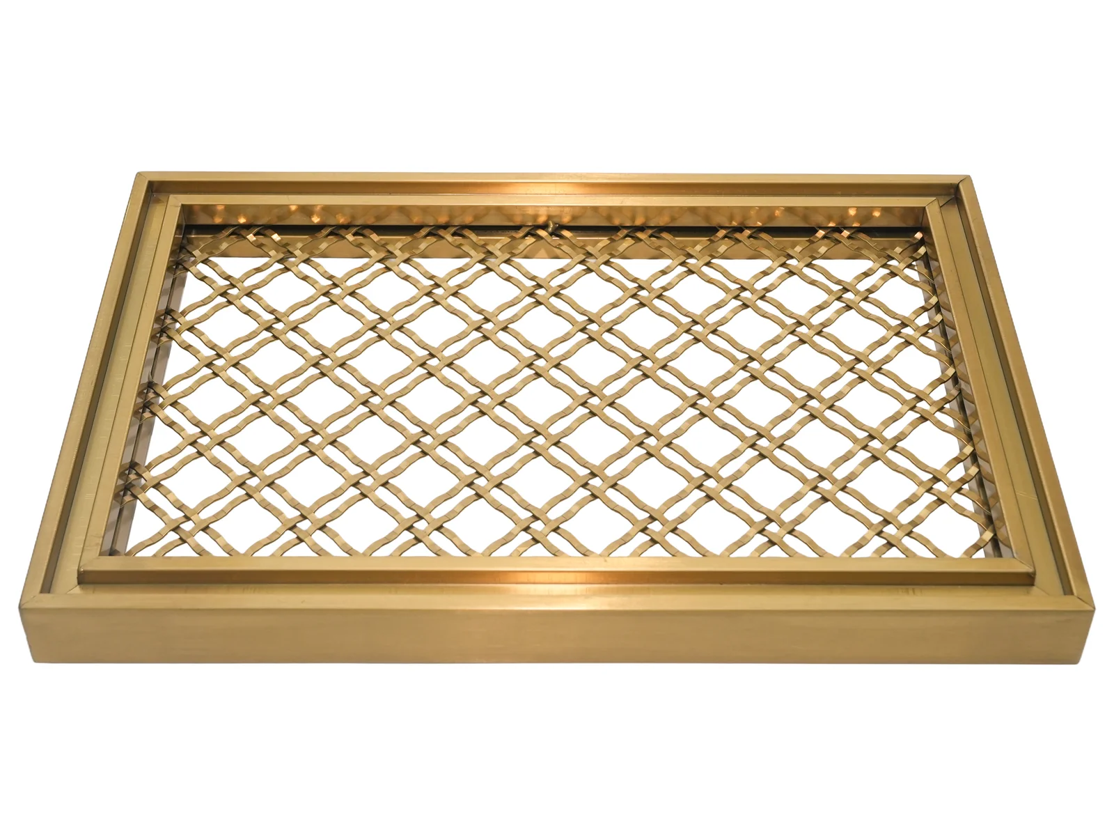 Decorative Crimped Pattern 12 Framed crimped mesh sample with a diagonal woven pattern