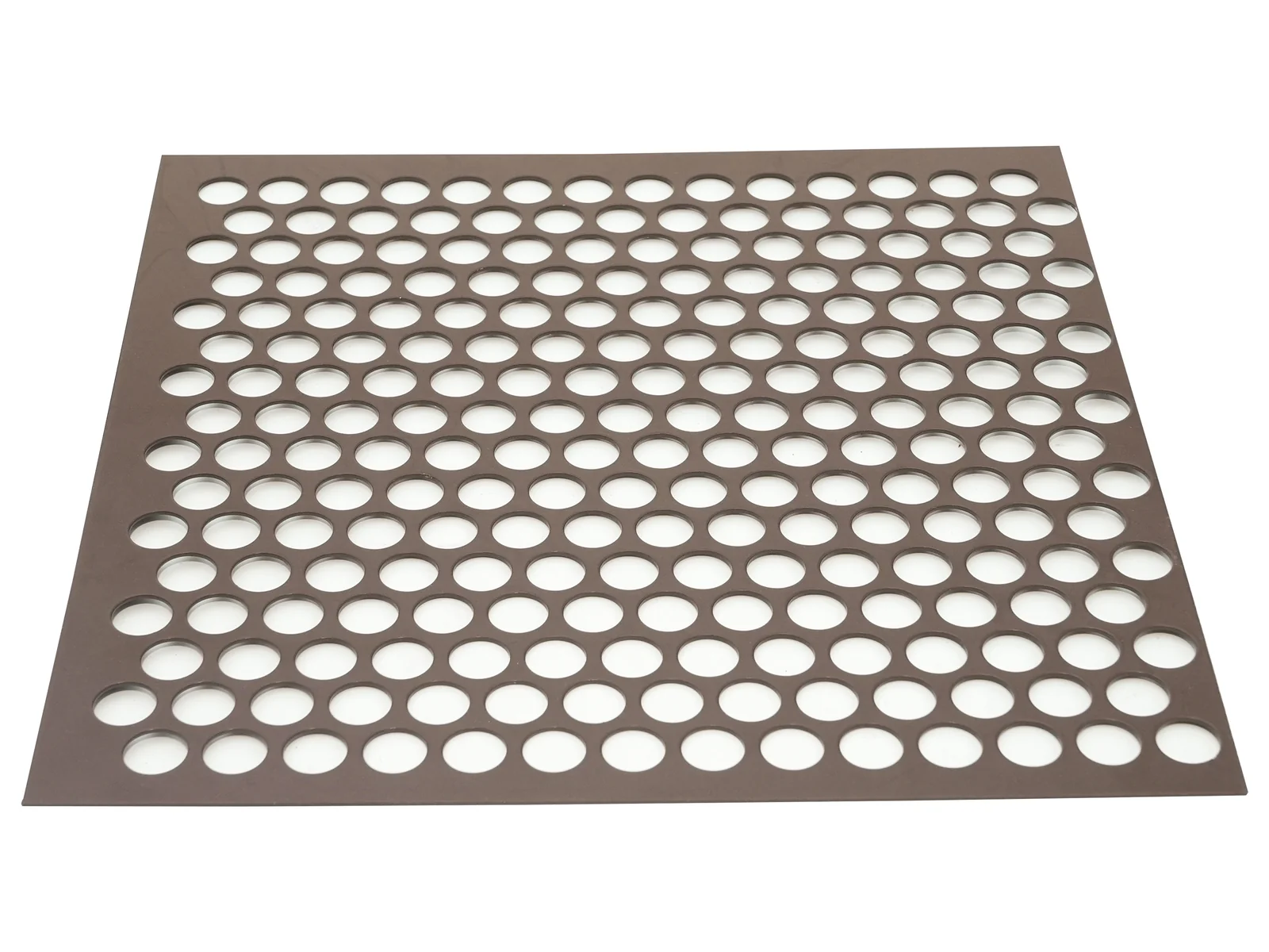 Round perforations and solid margins in a metal sheet panel