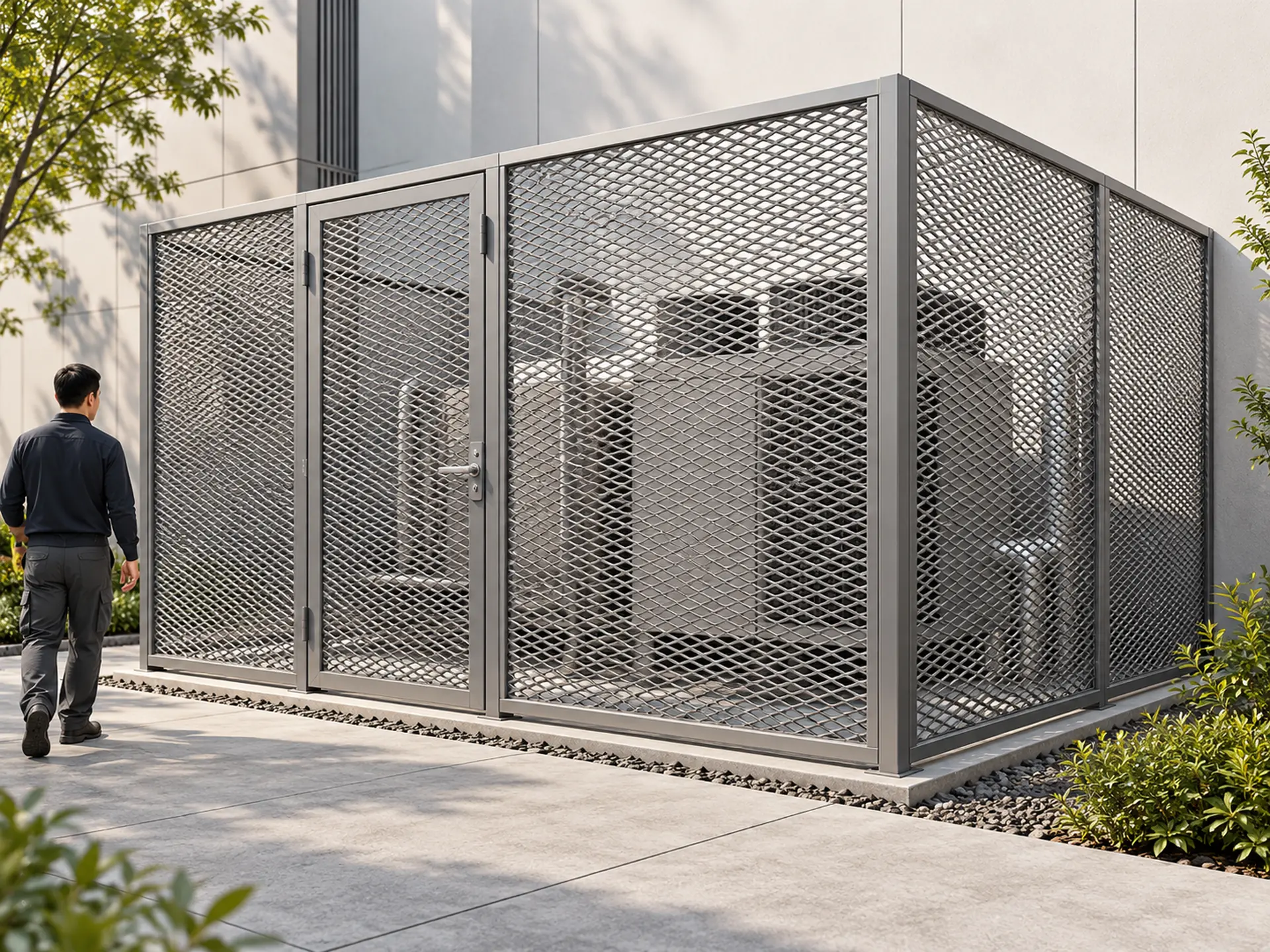 AI application concept showing expanded metal screens around outdoor utility equipment