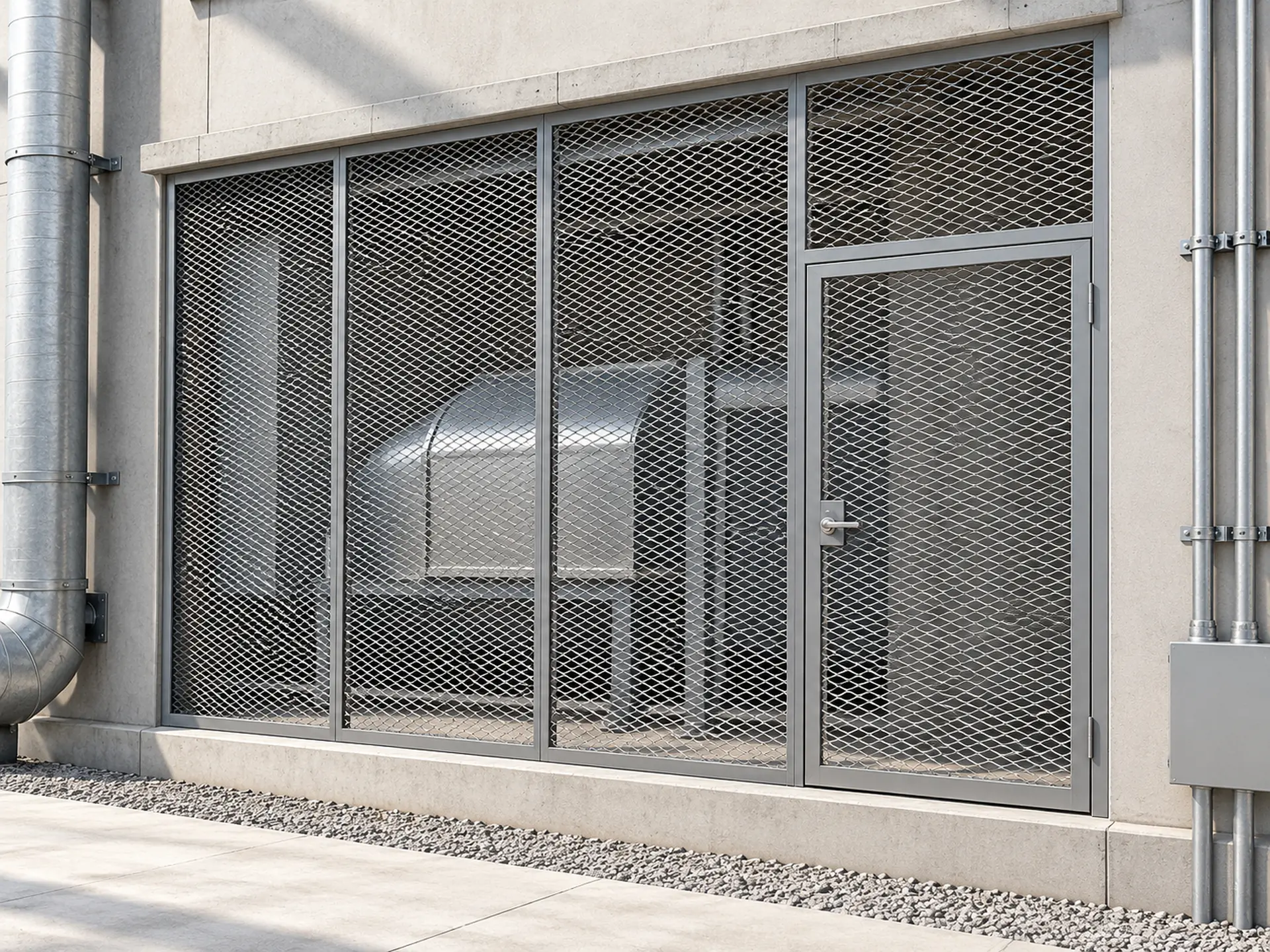 AI application concept showing expanded metal ventilation screens around equipment