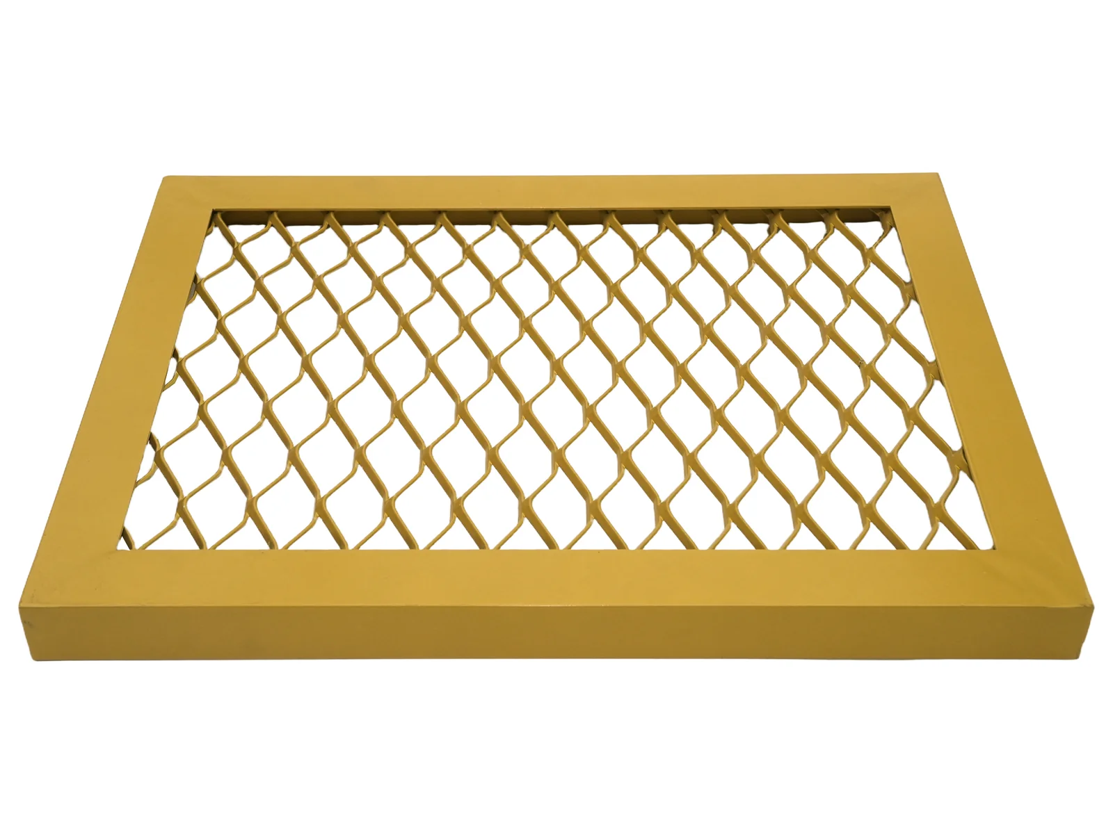 Framed raised expanded mesh with continuous diamond-shaped strands