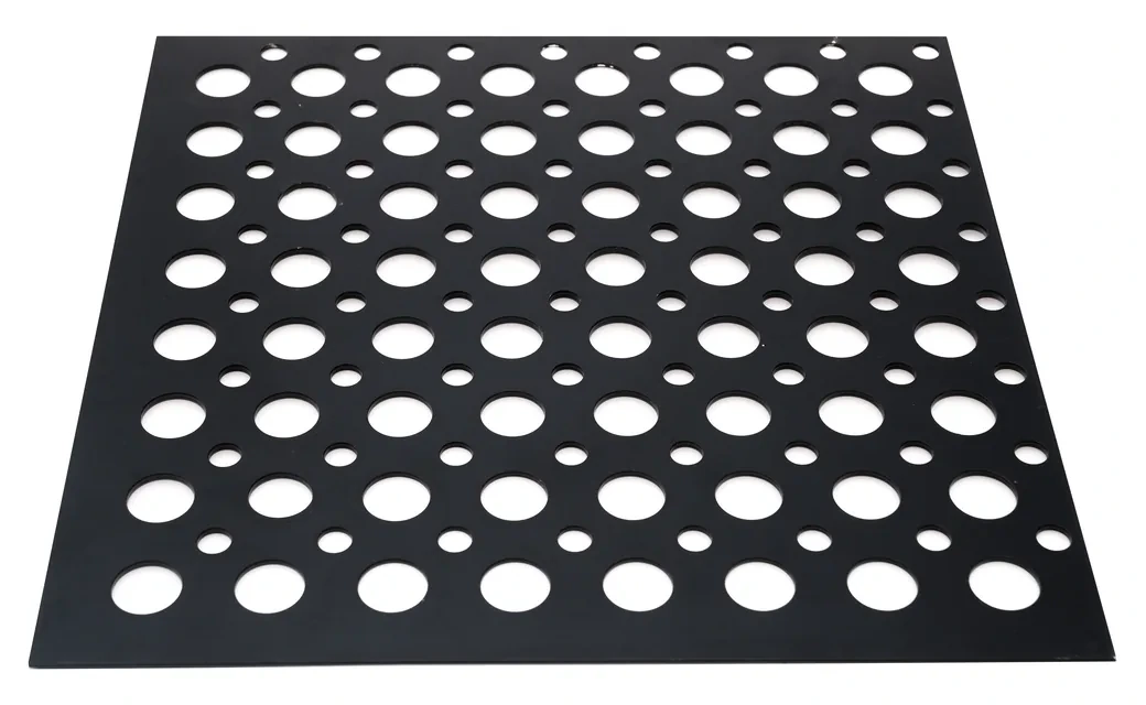 Perforated sheet panel with two sizes of round openings